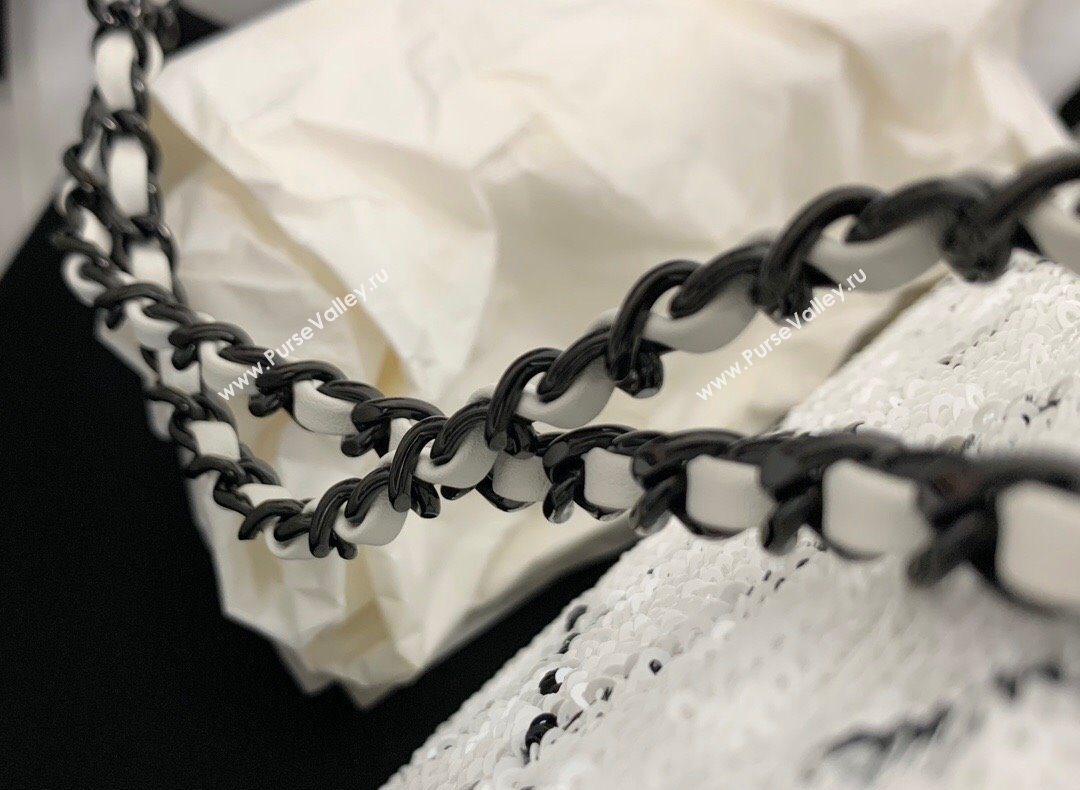 Chanel Sequins Large Flap Bag AS4063 Black/White 2025 (yezi-251127134)