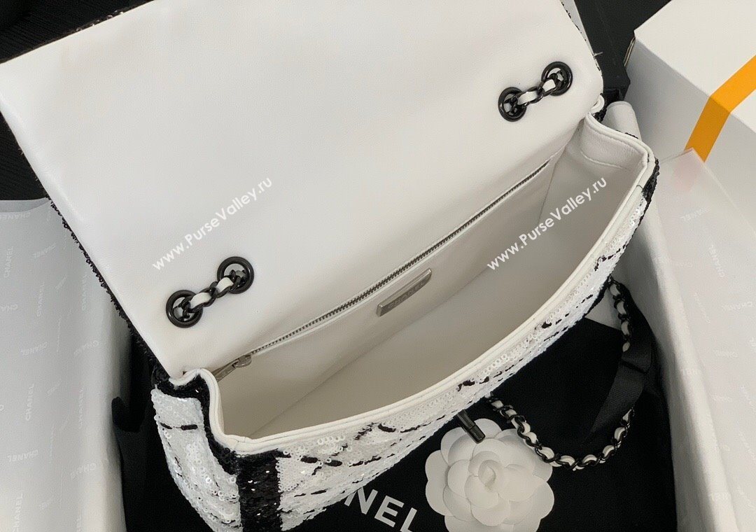 Chanel Sequins Large Flap Bag AS4063 Black/White 2025 (yezi-251127134)