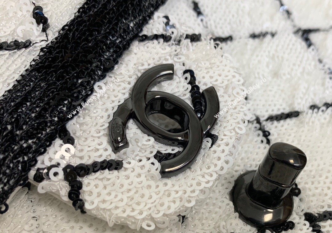 Chanel Sequins Large Flap Bag AS4063 Black/White 2025 (yezi-251127134)