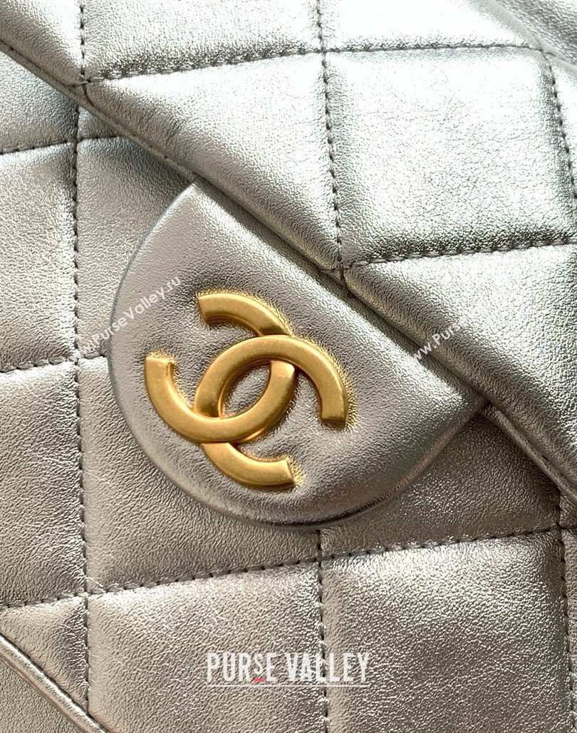 Chanel Calfskin Leather Backpack Bag Silver 2025 AS5793 (yezi-251127135)