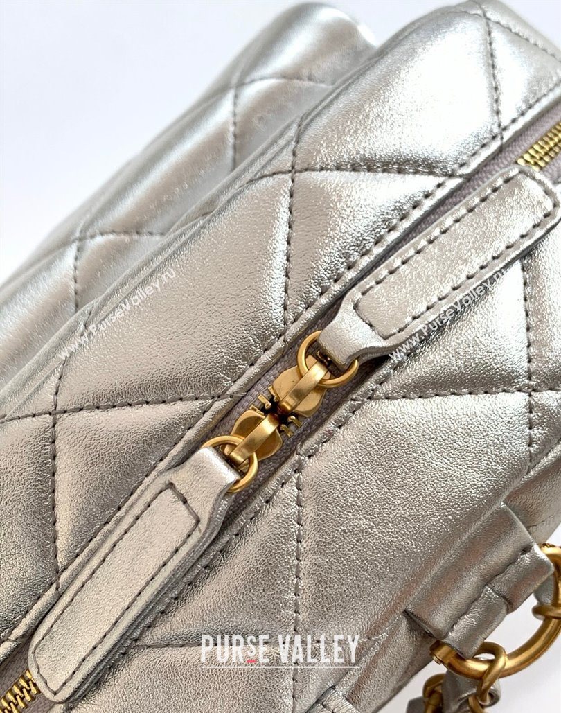 Chanel Calfskin Leather Backpack Bag Silver 2025 AS5793 (yezi-251127135)