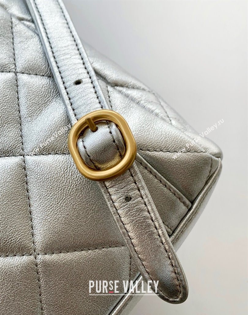 Chanel Calfskin Leather Backpack Bag Silver 2025 AS5793 (yezi-251127135)