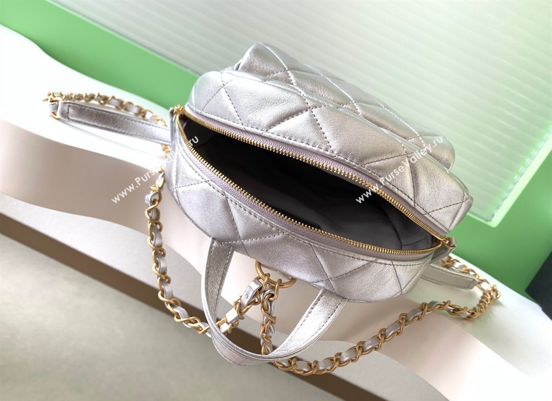 Chanel Calfskin Leather Backpack Bag Silver 2025 AS5793 (yezi-251127135)