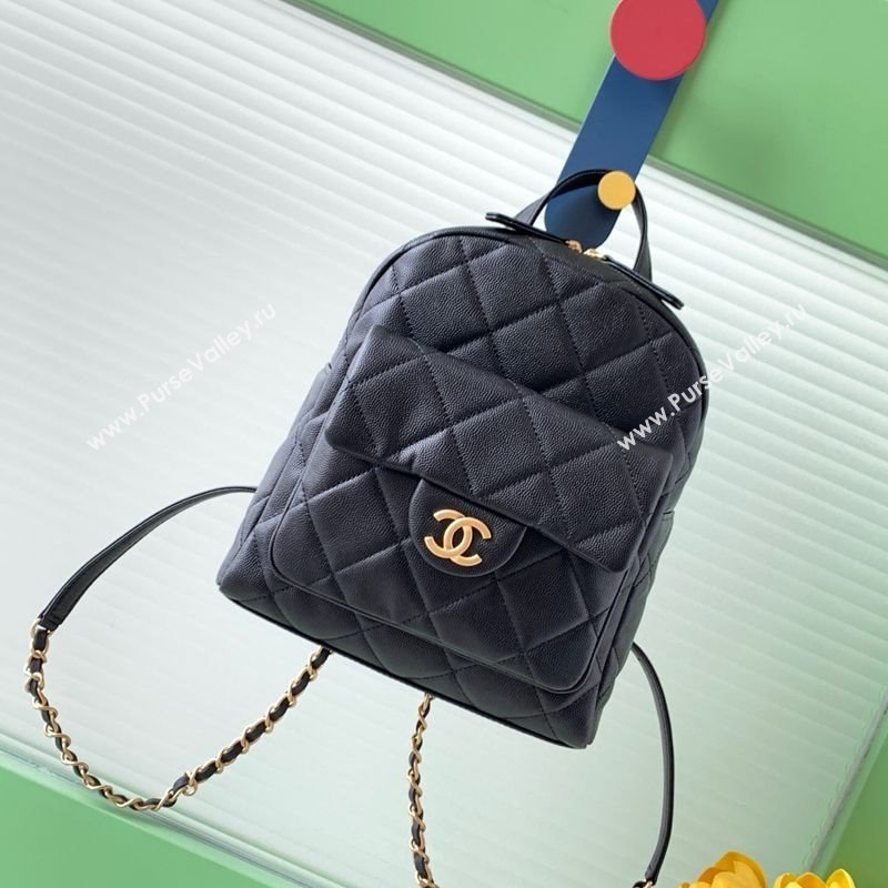 Chanel Calfskin Leather Backpack Bag Black 2025 AS5793 (yezi-251127136)