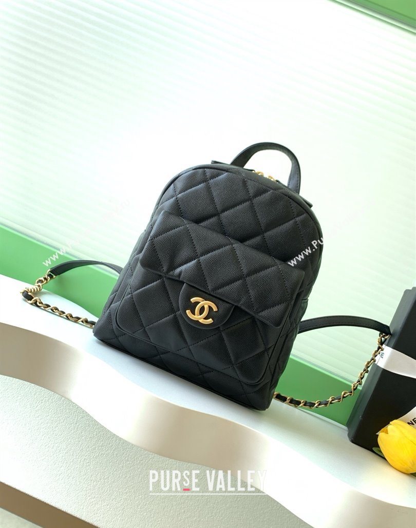Chanel Calfskin Leather Backpack Bag Black 2025 AS5793 (yezi-251127136)