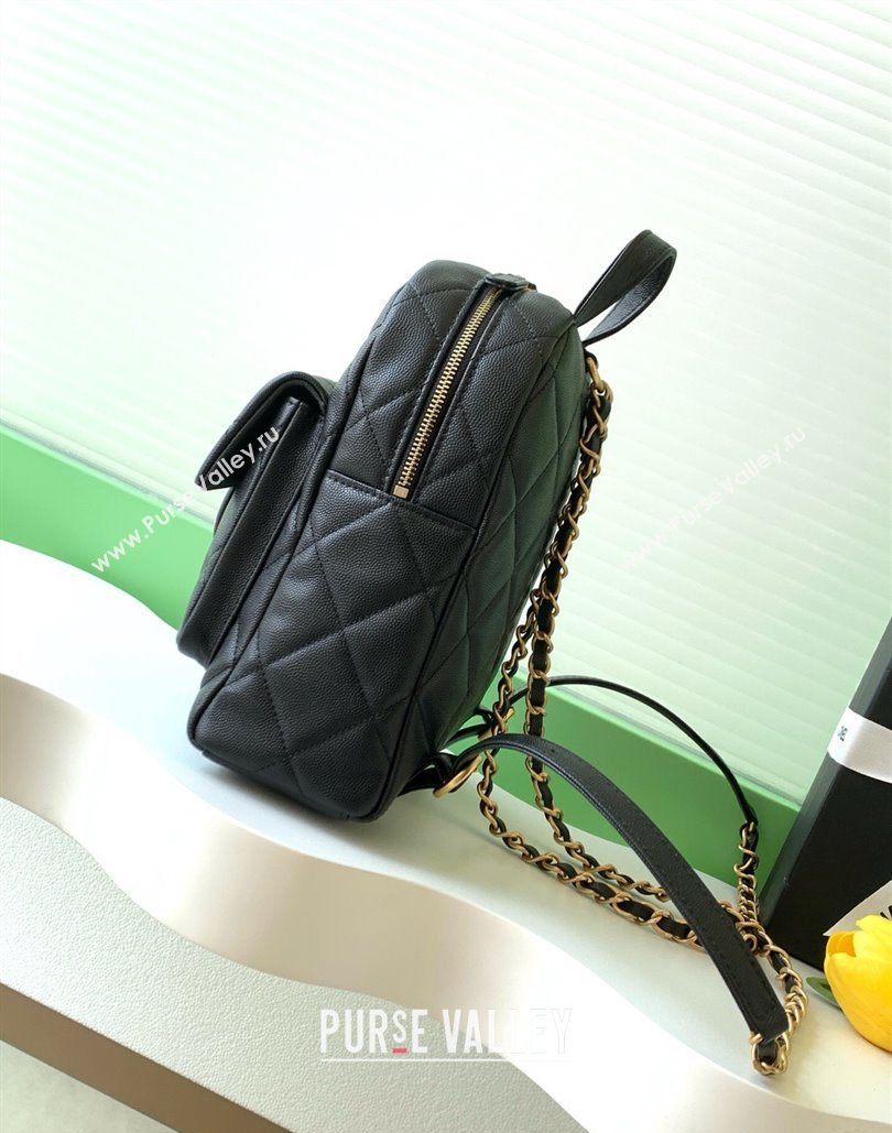 Chanel Calfskin Leather Backpack Bag Black 2025 AS5793 (yezi-251127136)