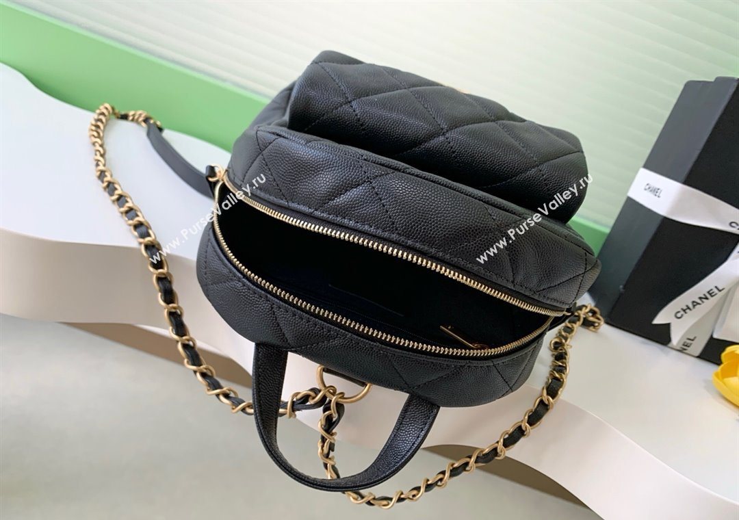 Chanel Calfskin Leather Backpack Bag Black 2025 AS5793 (yezi-251127136)