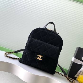 Chanel Suede Backpack Bag Black 2025 AS5793 (yezi-251127137)