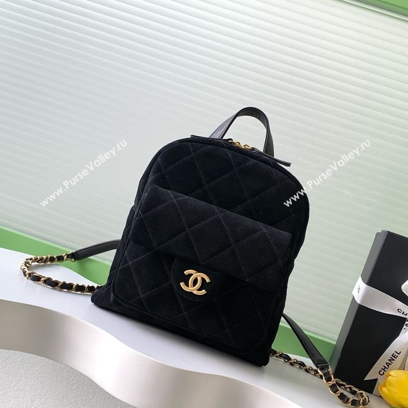 Chanel Suede Backpack Bag Black 2025 AS5793 (yezi-251127137)