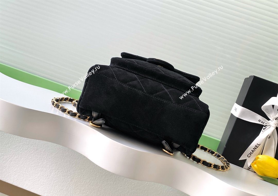 Chanel Suede Backpack Bag Black 2025 AS5793 (yezi-251127137)