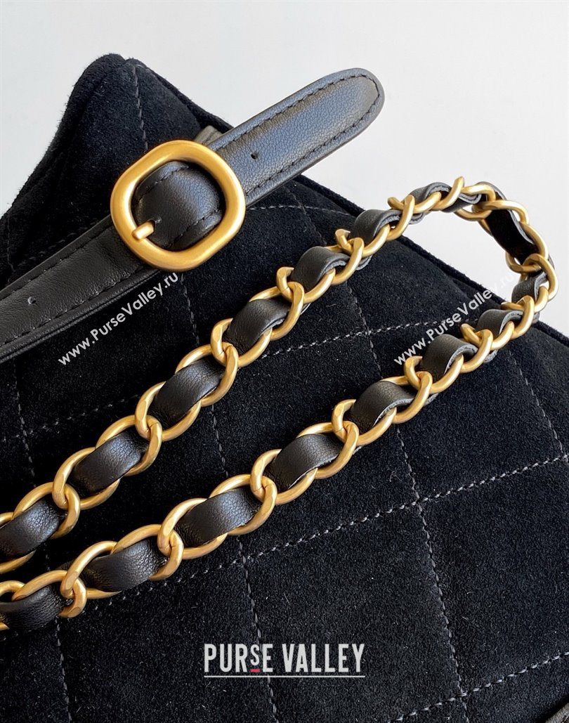 Chanel Suede Backpack Bag Black 2025 AS5793 (yezi-251127137)