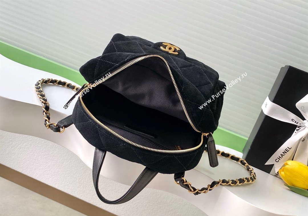 Chanel Suede Backpack Bag Black 2025 AS5793 (yezi-251127137)