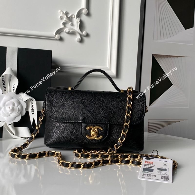Chanel Calfskin Leather Small Flap Bag with Top Handle AS5776 Black 2025 (yezi-251127004)