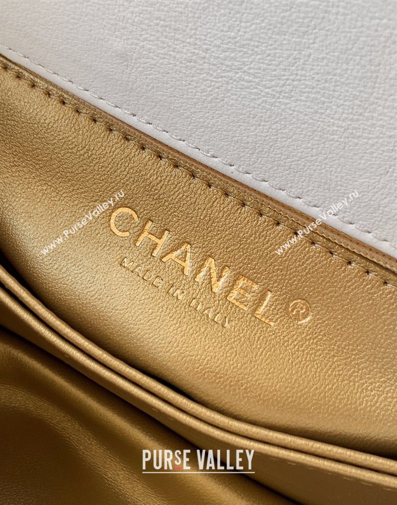 Chanel Calfskin Leather Small Flap Bag with Top Handle and Charm White 2025 CH112701 (yezi-251127035)