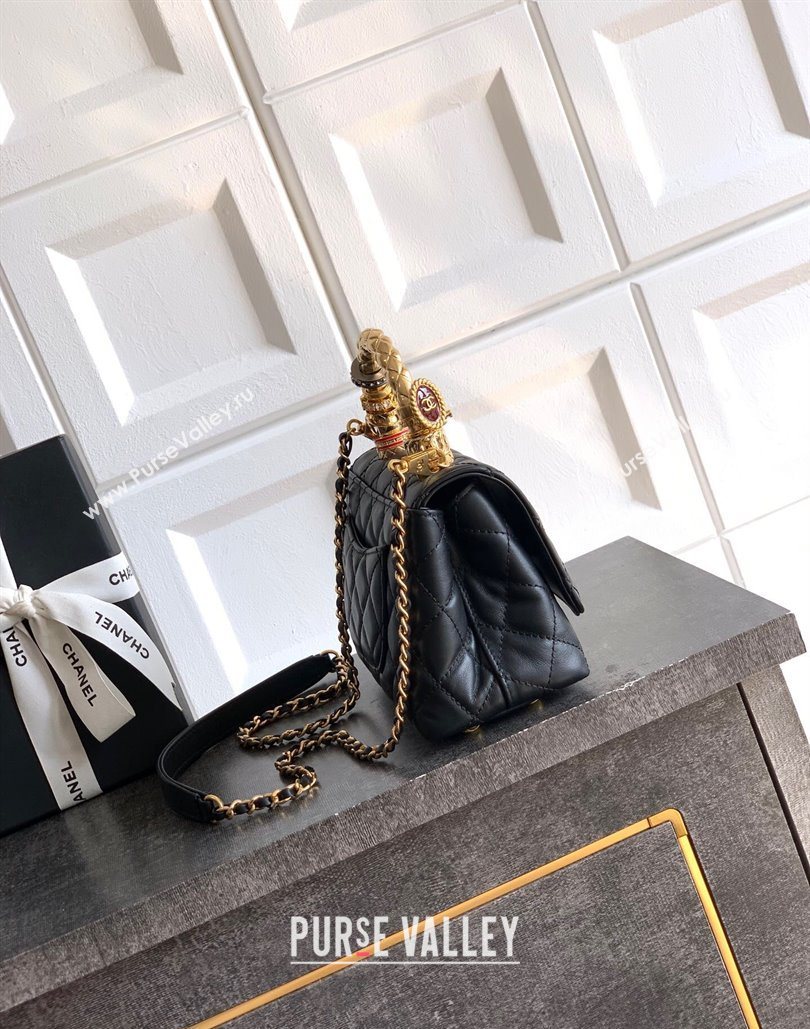 Chanel Calfskin Leather Mini Flap Bag with Top Handle and Charm Black 2025 CH112701 (yezi-251127039)