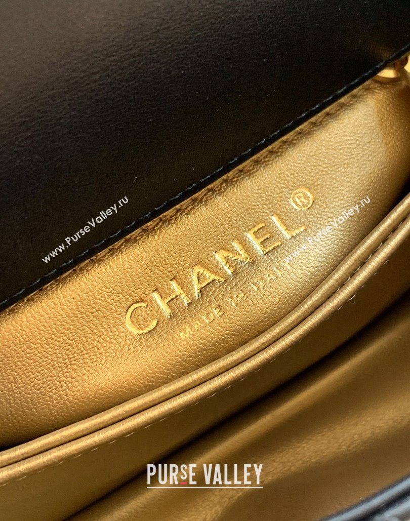 Chanel Calfskin Leather Mini Flap Bag with Top Handle and Charm Black 2025 CH112701 (yezi-251127039)