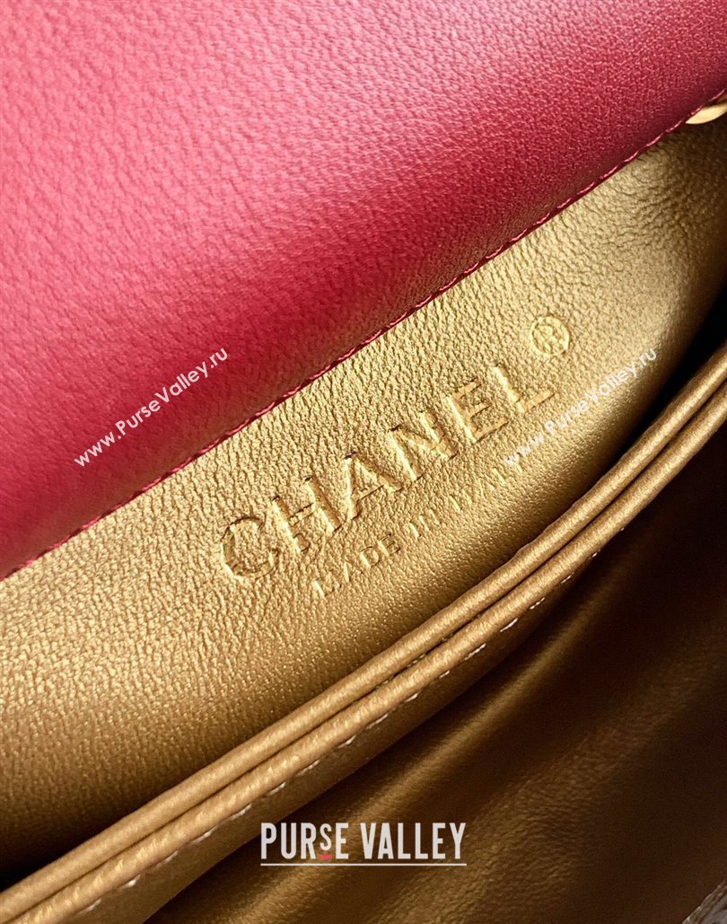 Chanel Calfskin Leather Mini Flap Bag with Top Handle and Charm Burgundy 2025 CH112701 (yezi-251127040)