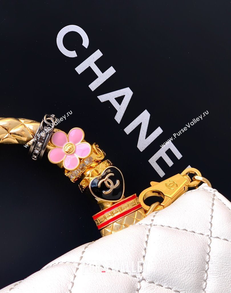 Chanel Calfskin Leather Mini Flap Bag with Top Handle and Charm White 2025 CH112701 (yezi-251127041)
