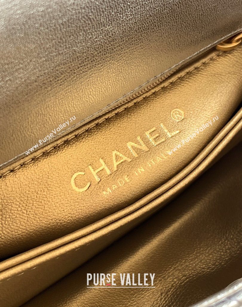 Chanel Calfskin Leather Mini Flap Bag with Top Handle and Charm Silver 2025 CH112701 (yezi-251127042)