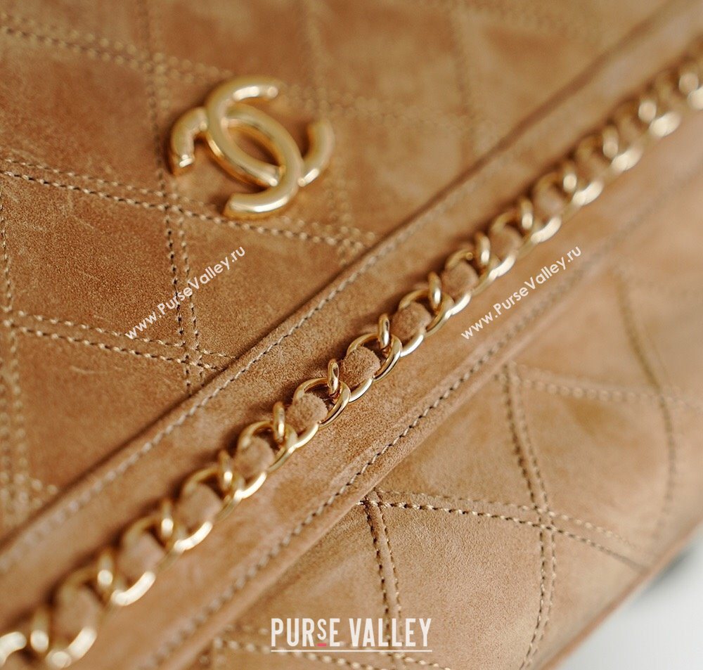Chanel Quilted Suede Flap Bag with Chain Beige 2025 CH112702 (yezi-251127043)