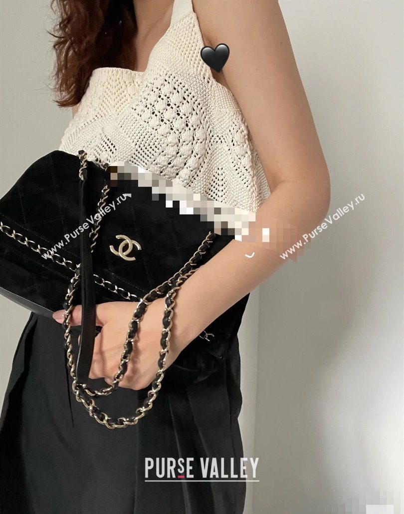 Chanel Quilted Suede Flap Bag with Chain Black 2025 CH112702 (yezi-251127044)