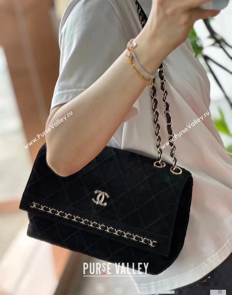 Chanel Quilted Suede Flap Bag with Chain Black 2025 CH112702 (yezi-251127044)