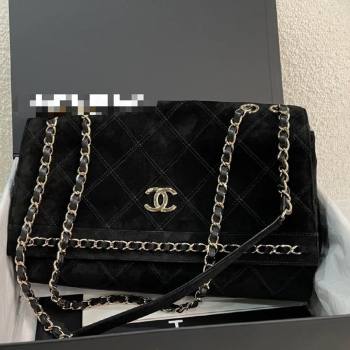 Chanel Quilted Suede Flap Bag with Chain Black 2025 CH112702 (yezi-251127044)