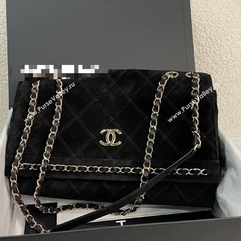 Chanel Quilted Suede Flap Bag with Chain Black 2025 CH112702 (yezi-251127044)