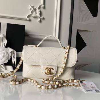 Chanel Calfskin Leather Small Flap Bag with Top Handle AS5776 White 2025 (yezi-251127005)