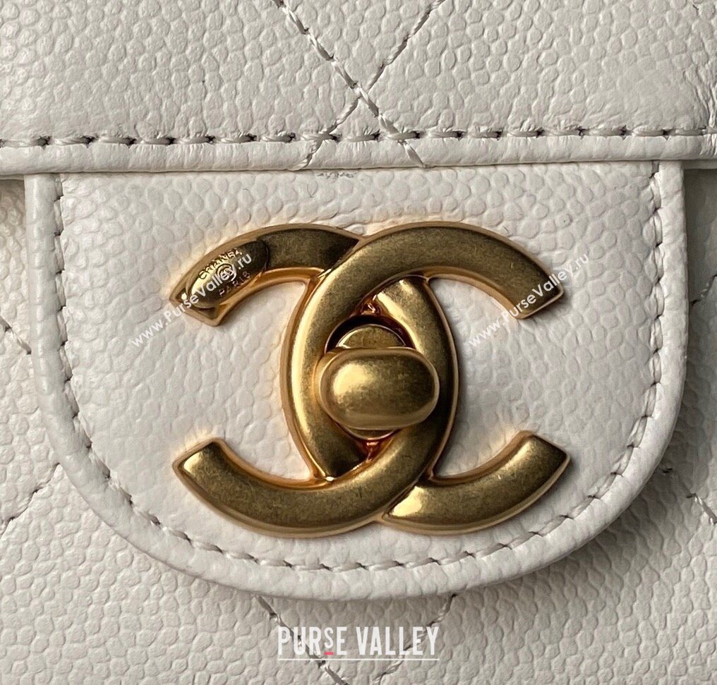 Chanel Calfskin Leather Small Flap Bag with Top Handle AS5776 White 2025 (yezi-251127005)