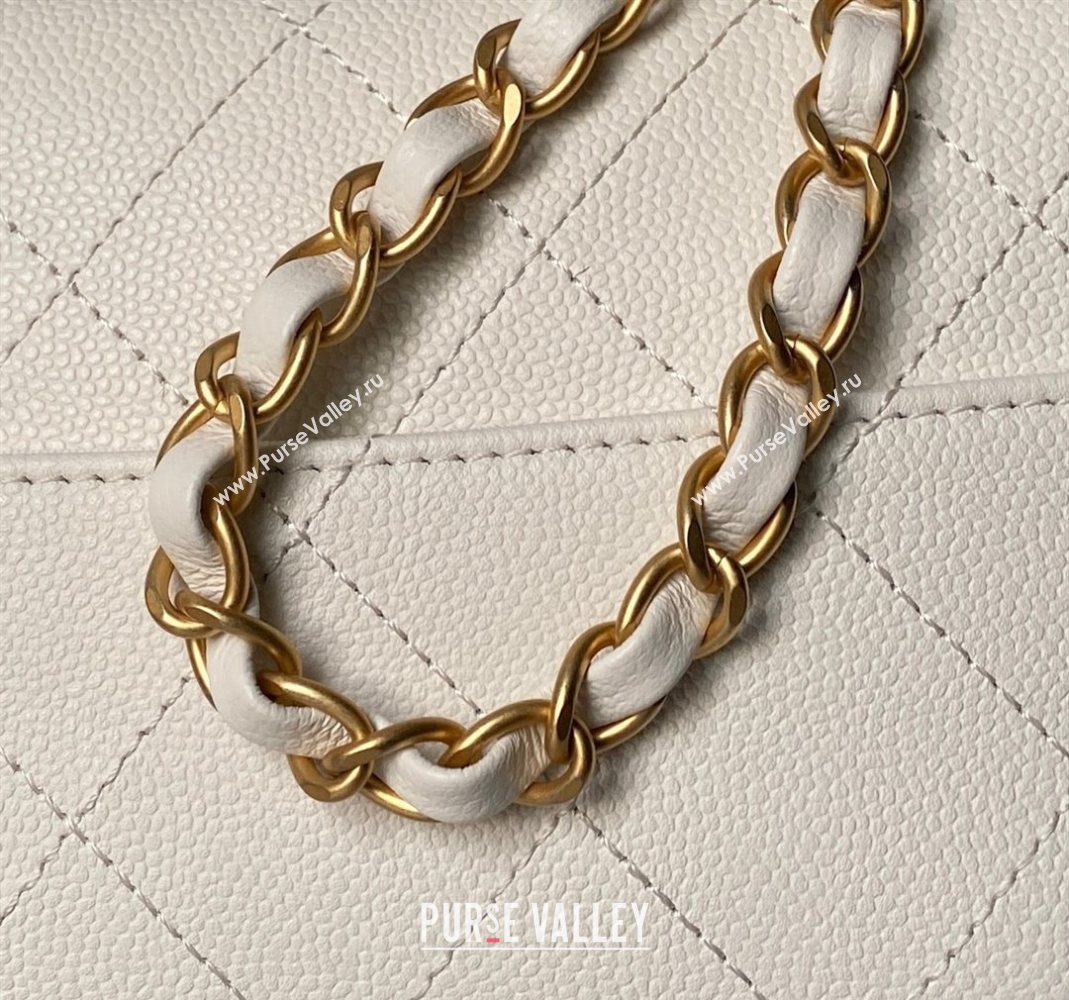 Chanel Calfskin Leather Small Flap Bag with Top Handle AS5776 White 2025 (yezi-251127005)