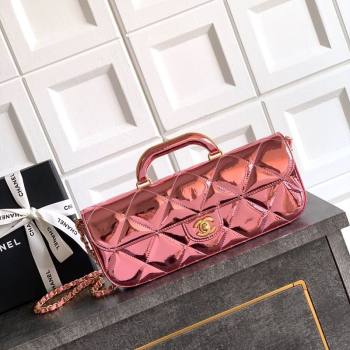 Chanel Metallic Mirror Calfskin Large Flap Bag with Top Handle Pink 2025 AS5807 (yezi-251127045)