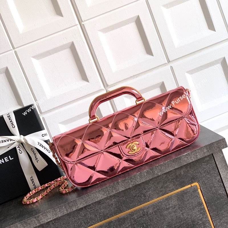 Chanel Metallic Mirror Calfskin Large Flap Bag with Top Handle Pink 2025 AS5807 (yezi-251127045)