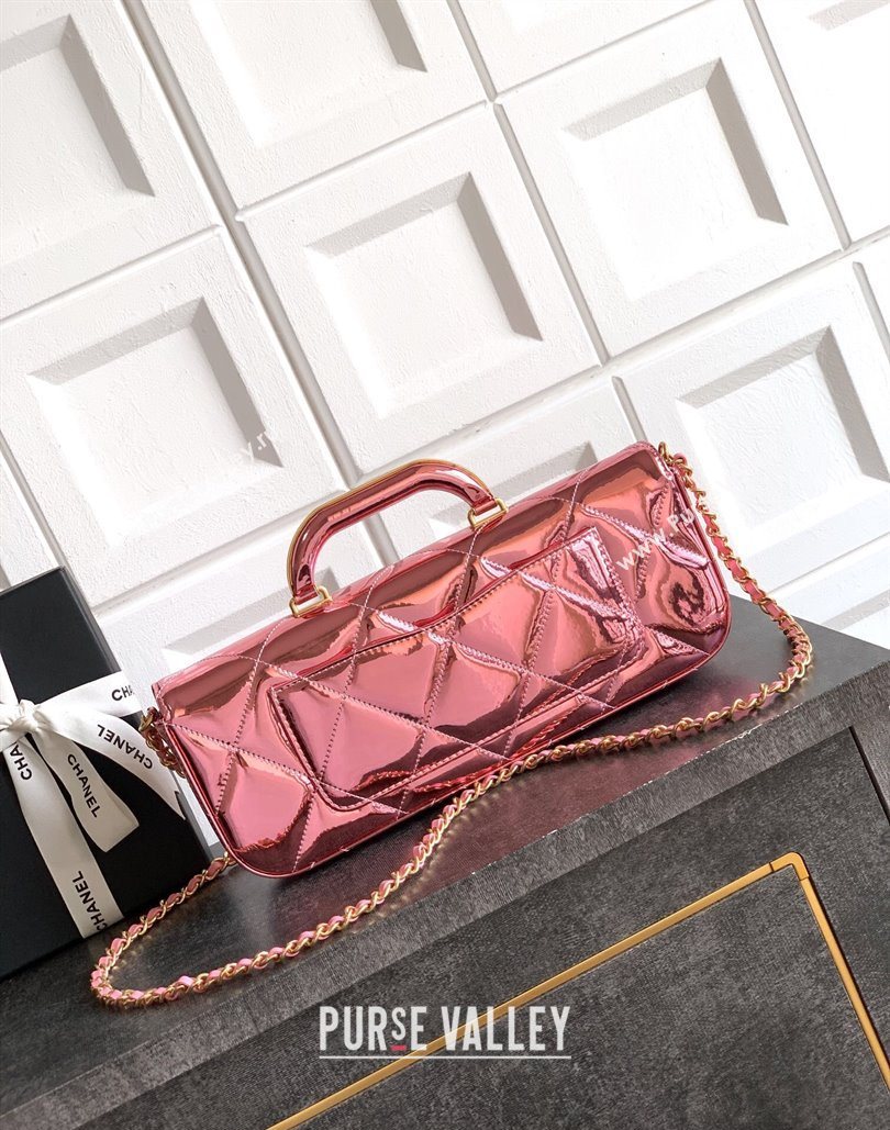 Chanel Metallic Mirror Calfskin Large Flap Bag with Top Handle Pink 2025 AS5807 (yezi-251127045)