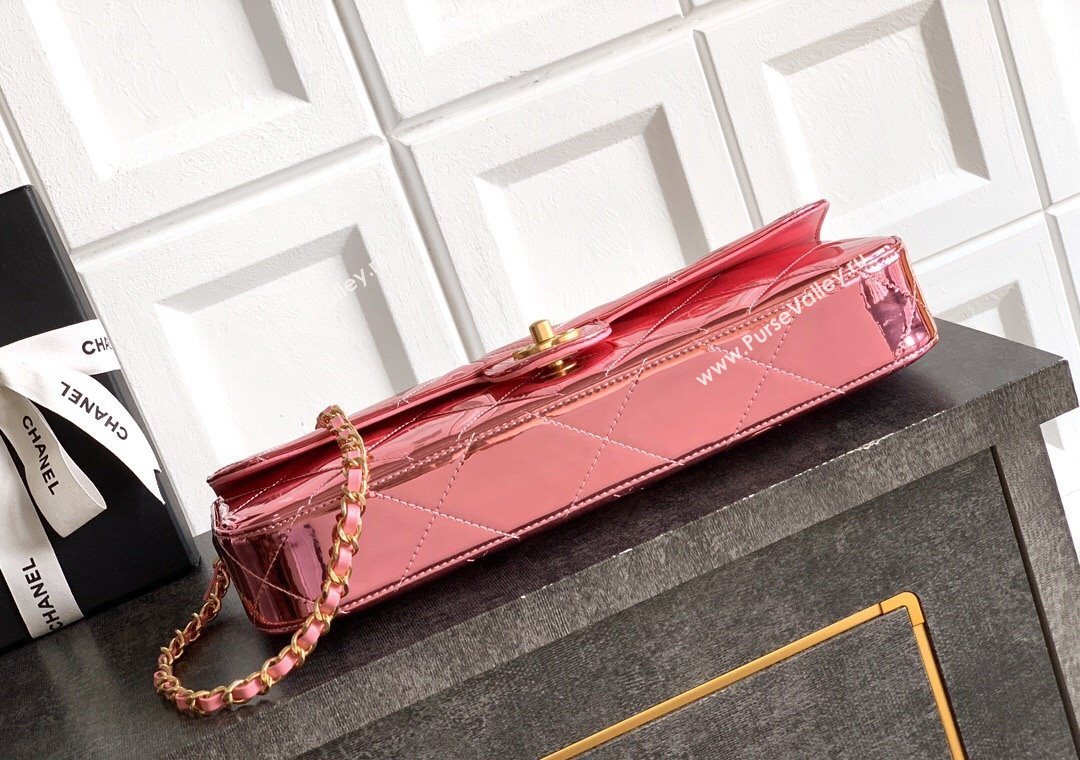 Chanel Metallic Mirror Calfskin Large Flap Bag with Top Handle Pink 2025 AS5807 (yezi-251127045)