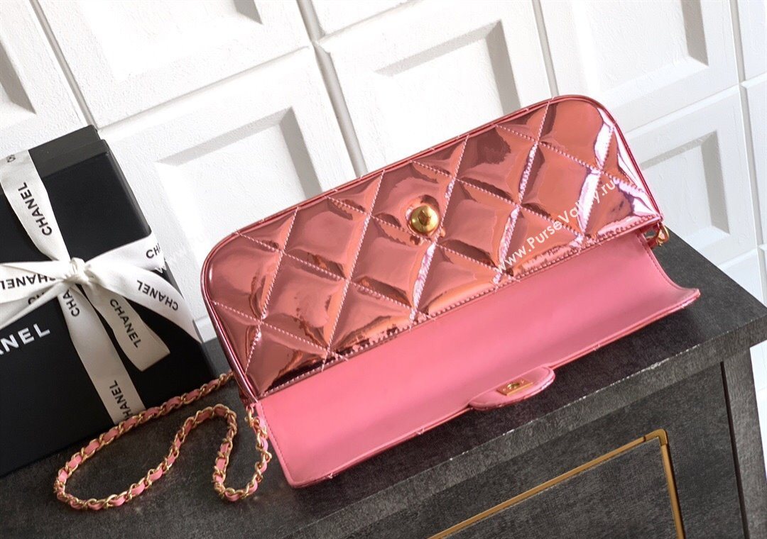 Chanel Metallic Mirror Calfskin Large Flap Bag with Top Handle Pink 2025 AS5807 (yezi-251127045)