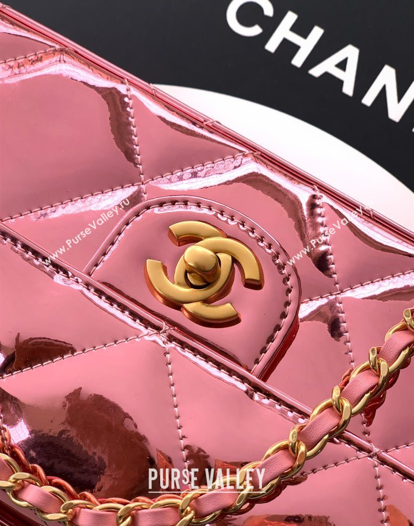 Chanel Metallic Mirror Calfskin Large Flap Bag with Top Handle Pink 2025 AS5807 (yezi-251127045)