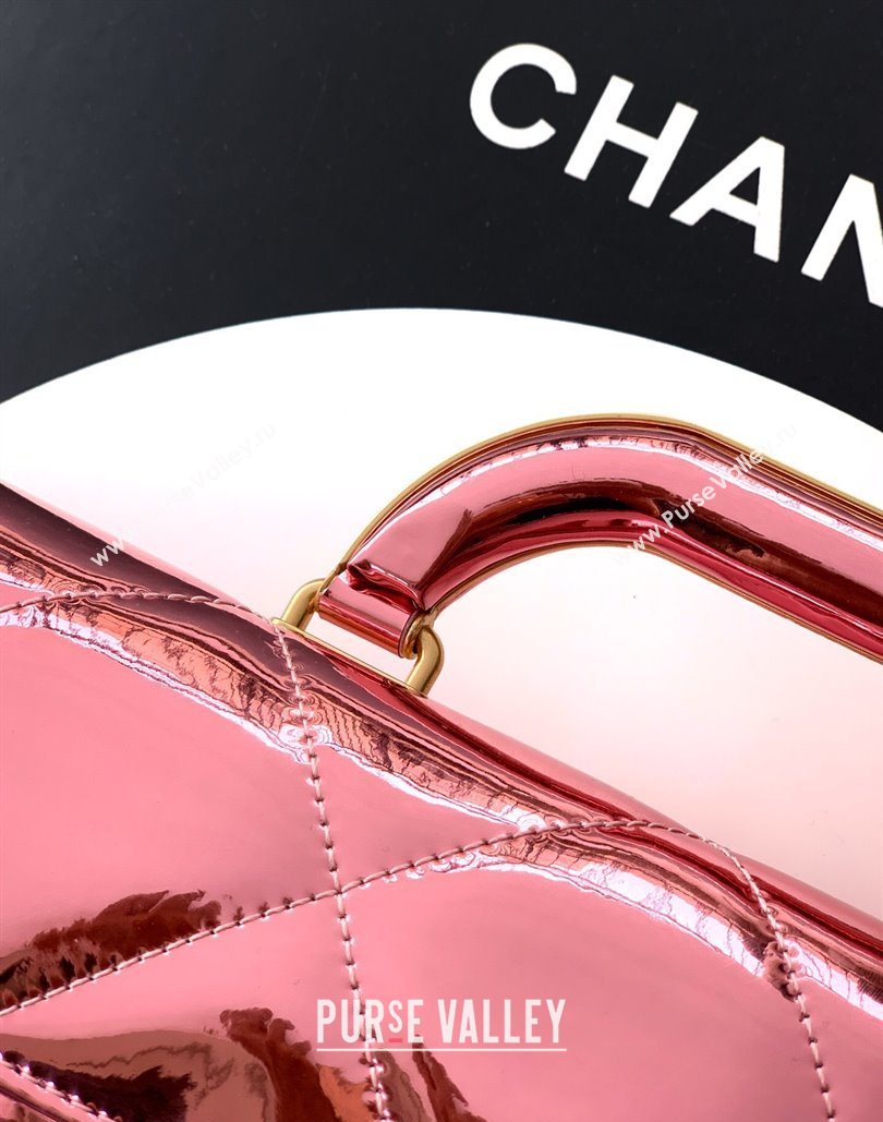 Chanel Metallic Mirror Calfskin Large Flap Bag with Top Handle Pink 2025 AS5807 (yezi-251127045)