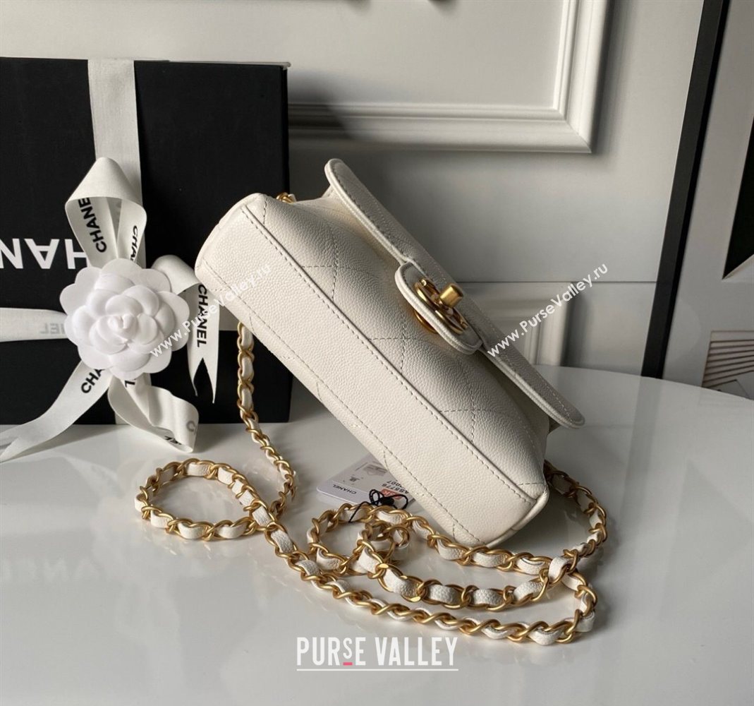 Chanel Calfskin Leather Small Flap Bag with Top Handle AS5776 White 2025 (yezi-251127005)