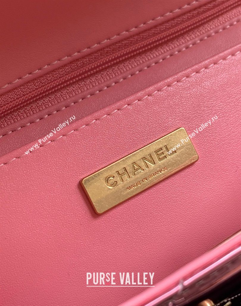Chanel Metallic Mirror Calfskin Large Flap Bag with Top Handle Pink 2025 AS5807 (yezi-251127045)