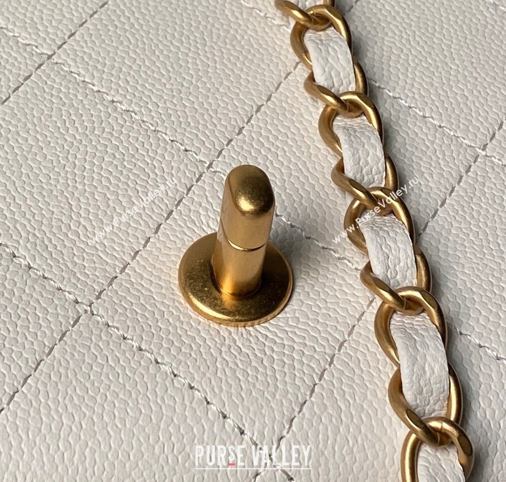 Chanel Calfskin Leather Small Flap Bag with Top Handle AS5776 White 2025 (yezi-251127005)