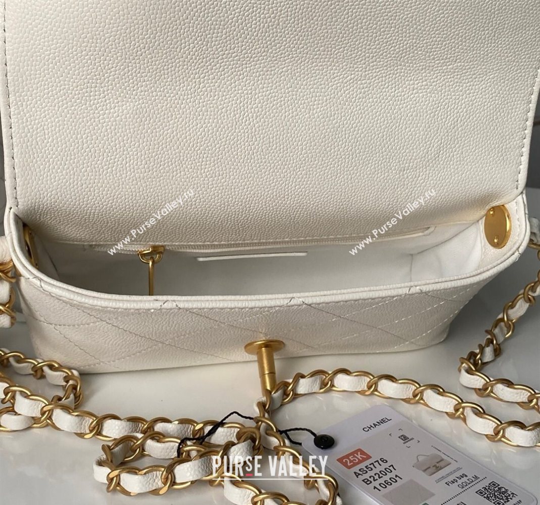 Chanel Calfskin Leather Small Flap Bag with Top Handle AS5776 White 2025 (yezi-251127005)