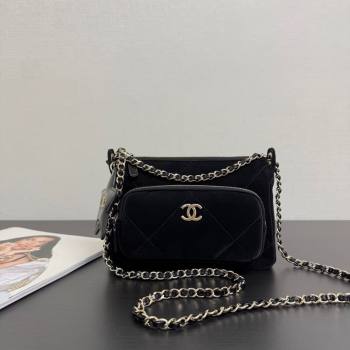 Chanel Velvet-Effect Nylon Clutch with Chain AP4771 Black 2025 (yezi-251127006)