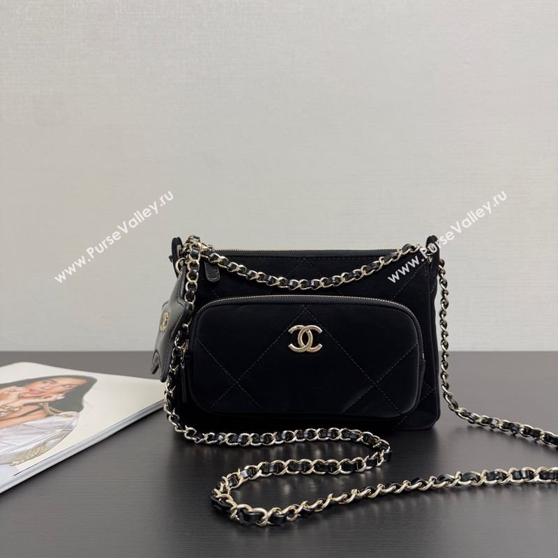 Chanel Velvet-Effect Nylon Clutch with Chain AP4771 Black 2025 (yezi-251127006)