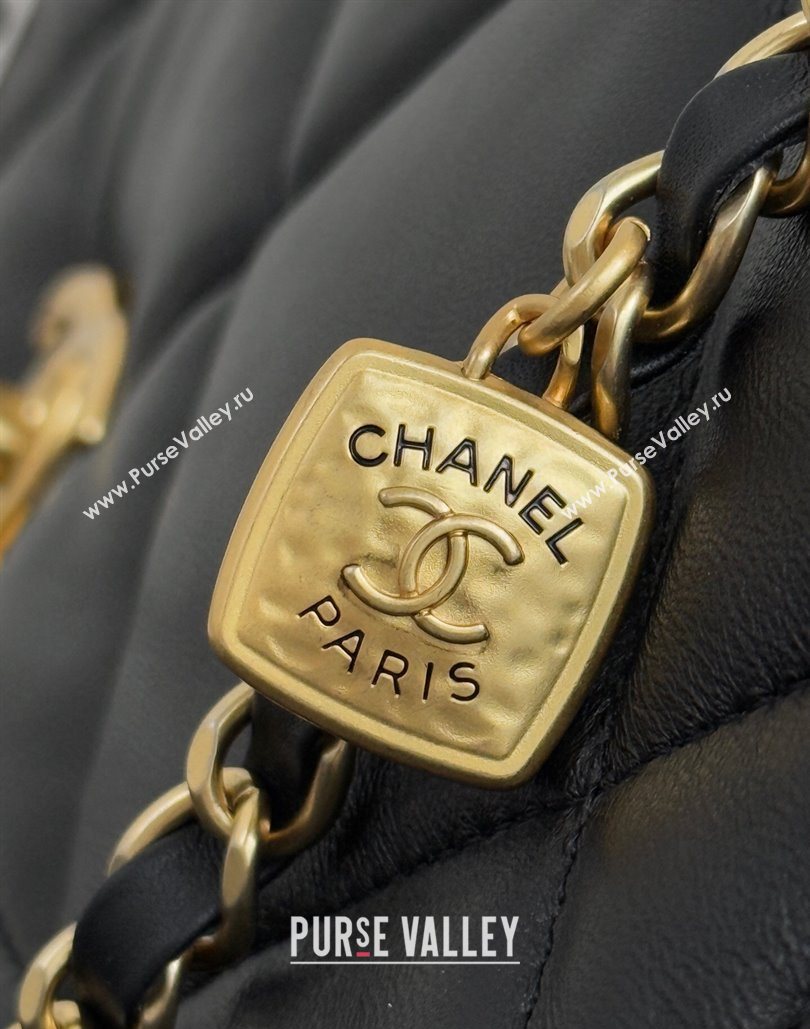 Chanel Shiny Lambskin Maxi Flap bag with Pockets Black 2025 AS5727 (yezi-251127059)