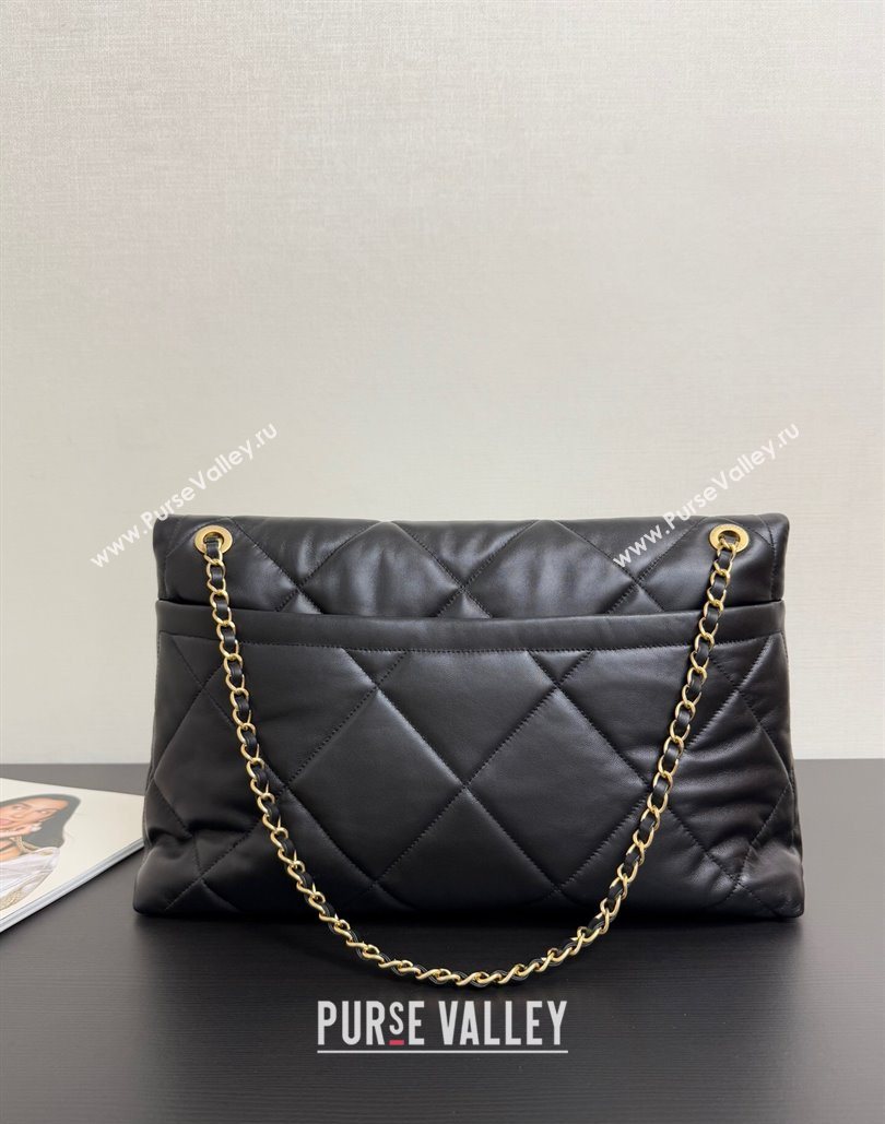 Chanel Shiny Lambskin Maxi Flap bag with Pockets Black 2025 AS5727 (yezi-251127059)