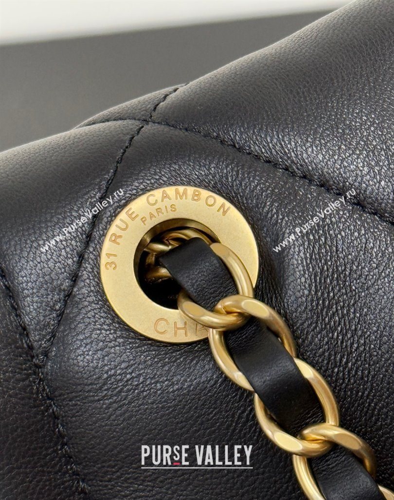 Chanel Shiny Lambskin Maxi Flap bag with Pockets Black 2025 AS5727 (yezi-251127059)
