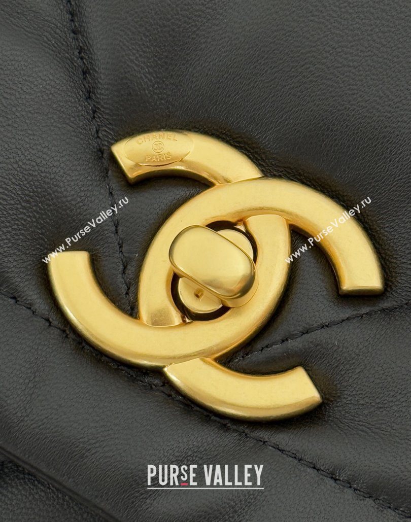 Chanel Shiny Lambskin Maxi Flap bag with Pockets Black 2025 AS5727 (yezi-251127059)