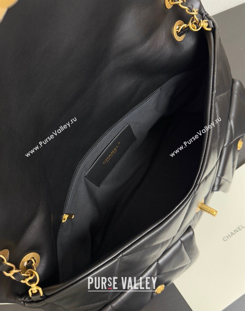 Chanel Shiny Lambskin Maxi Flap bag with Pockets Black 2025 AS5727 (yezi-251127059)