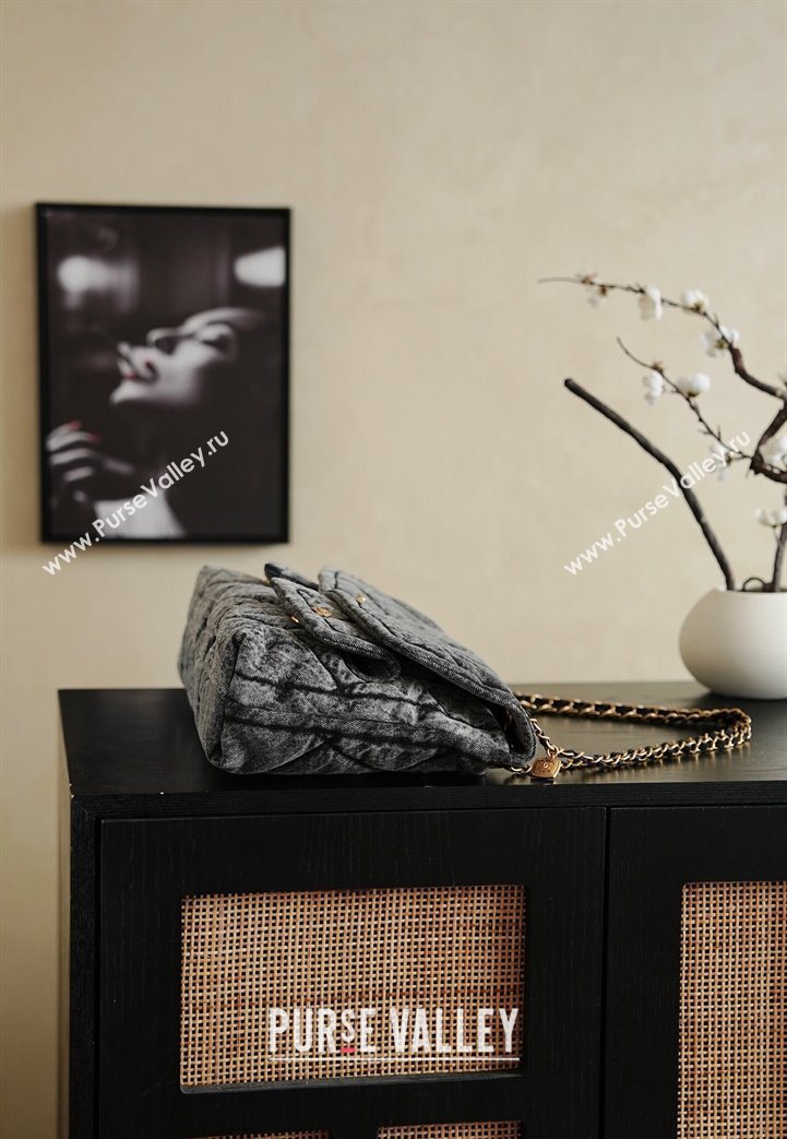 Chanel Washed Denim Maxi Flap bag with Pockets Black 2025 AS5727 (yezi-251127060)